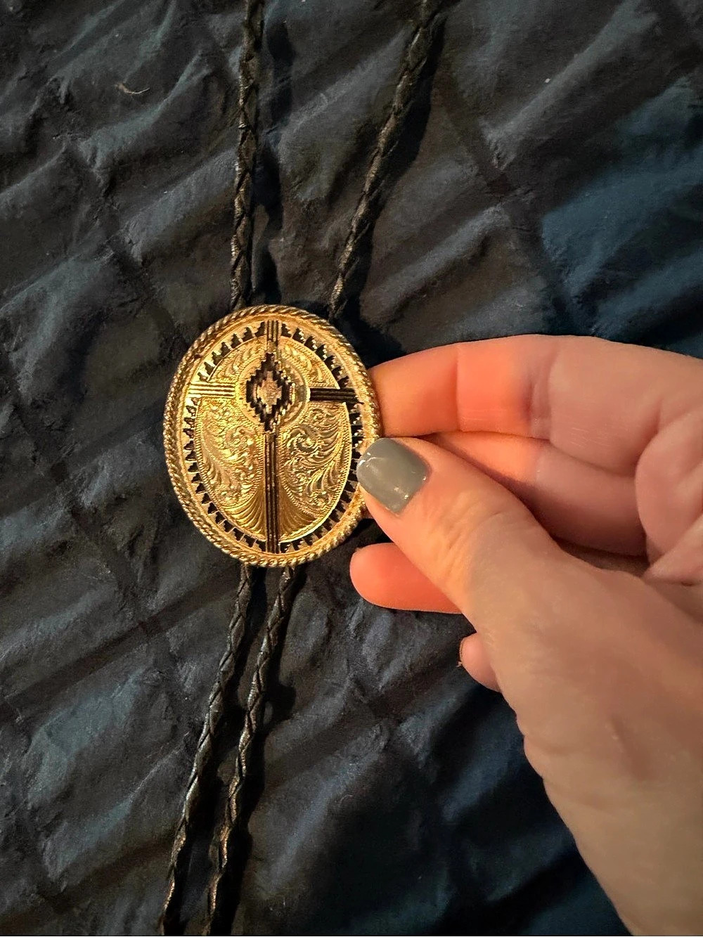 Montana Silversmiths Western Bolo Tie Gold Silver Black Southwest